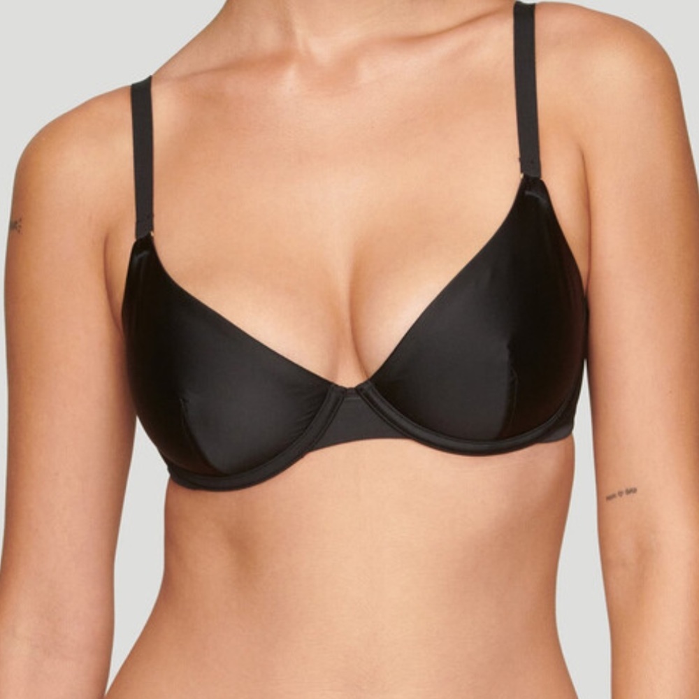 CUUP The Plunge Bra - Satin Black NWT